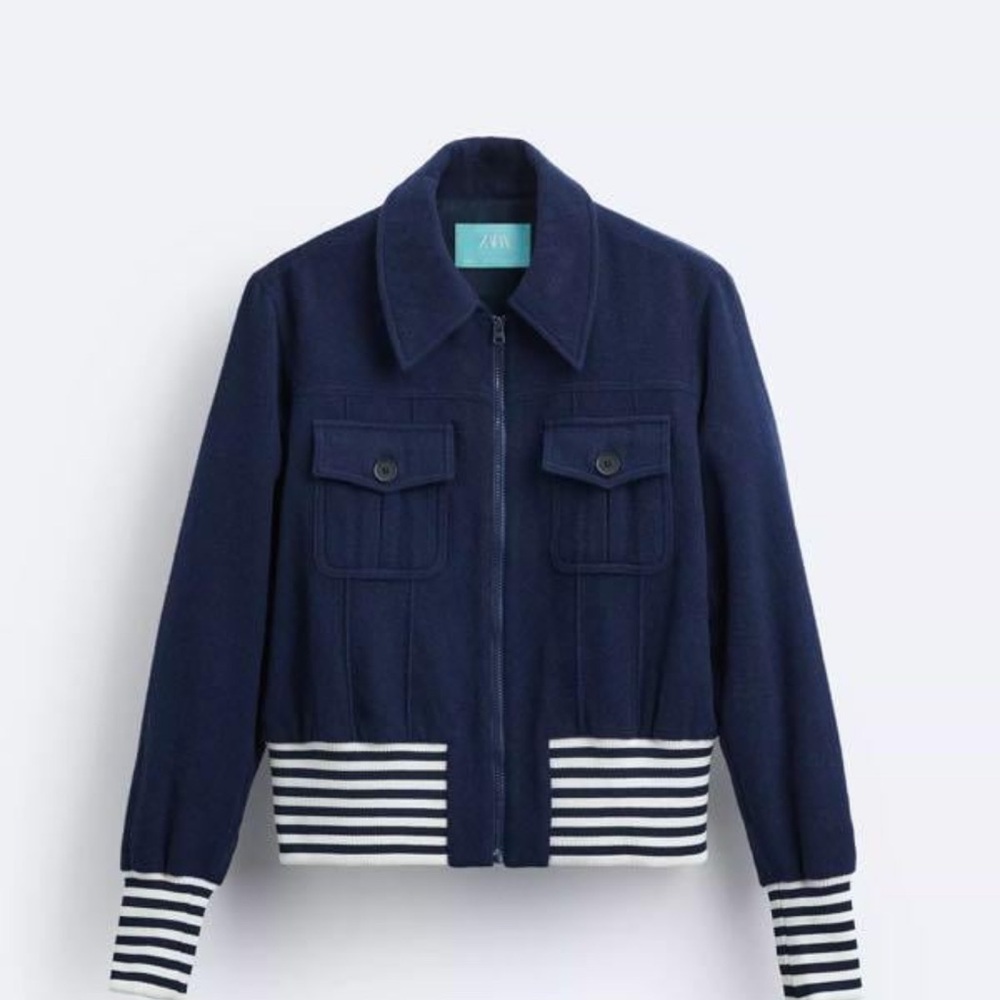 Zara Contrast Rib Jacket X Harry Lambert NWT
